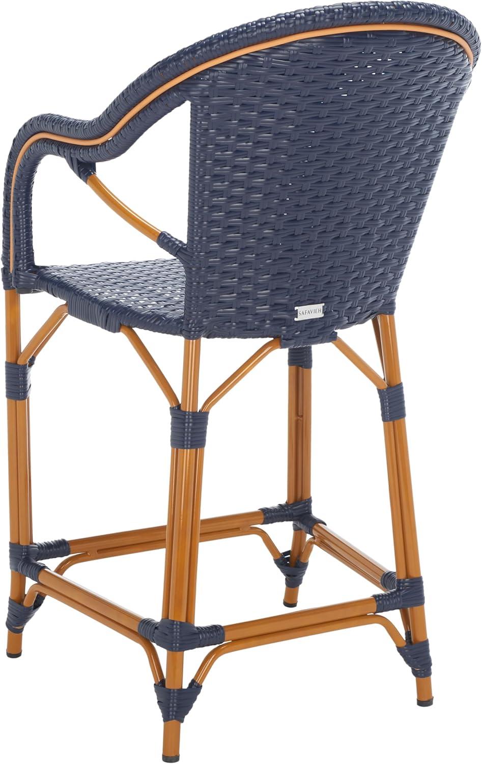 California Counter Stool With Arms - Indoor/Outdoor - PAT7533 - Navy - Safavieh