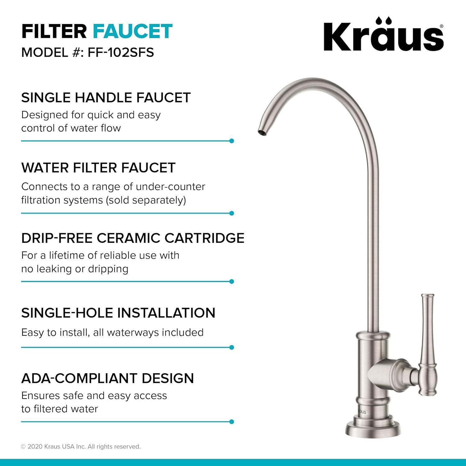 Kraus Allyn Transitional Bridge Kitchen Faucet and Water Filter Faucet Combo