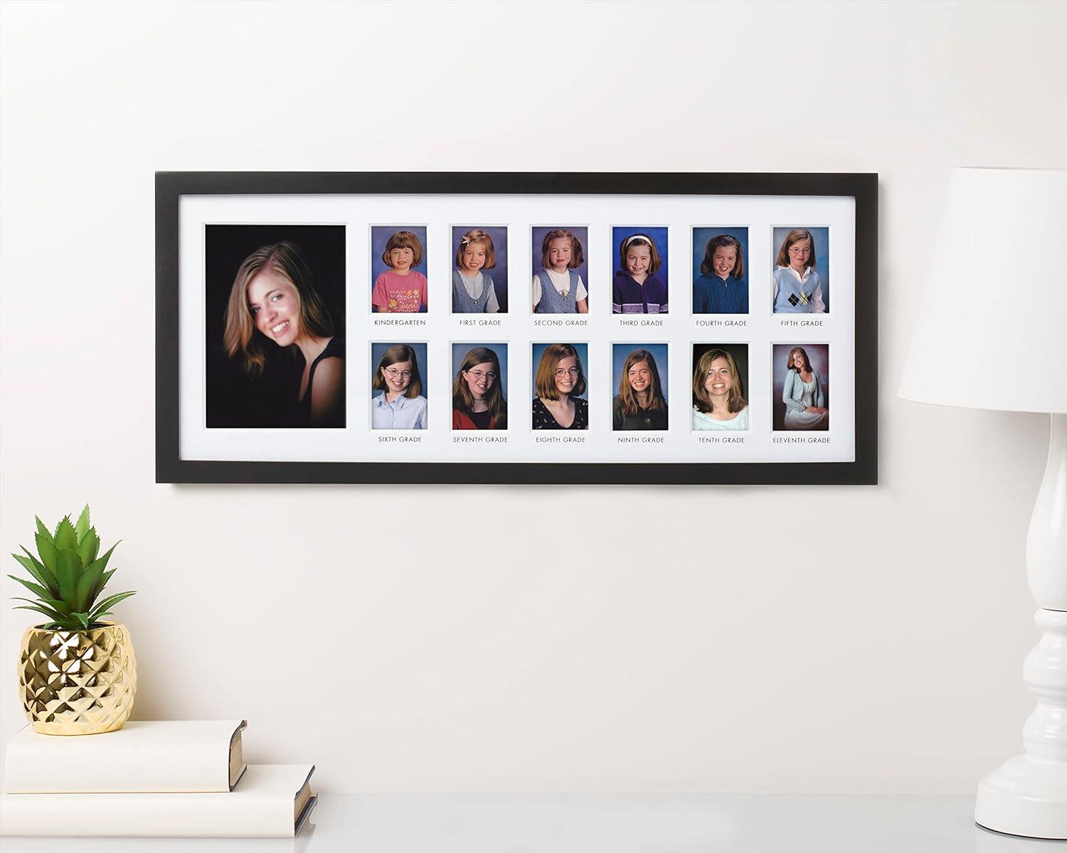 Pearhead School Days Graduation Frame, Celebrate Milestones By Sharing Photos from Kindergarten to Graduation, Graduation Party Decor, K-12 School Picture Frame, Wall Mount, 13 Photos