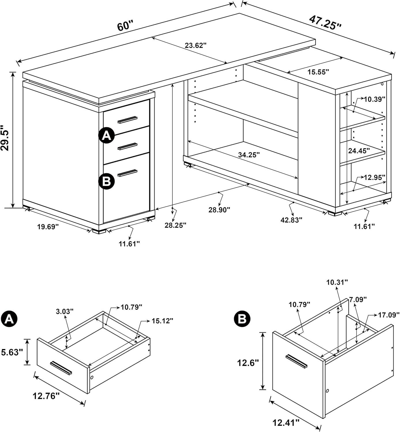 Yvette 3 Drawer L-Shape Desk - Coaster