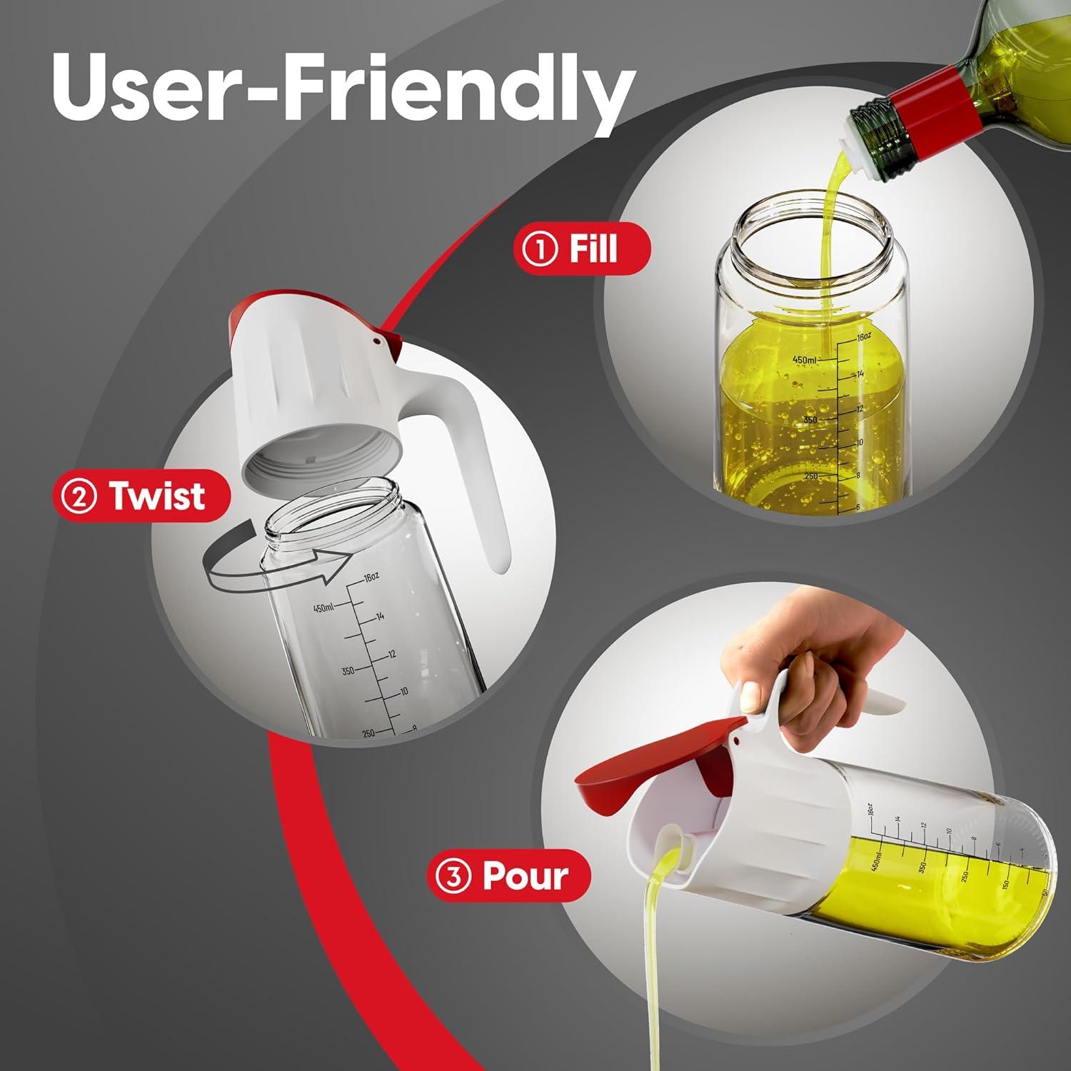 Dwellza Kitchen Cooking Olive Oil Dispenser Bottles For Kitchen With Drain And Measurements