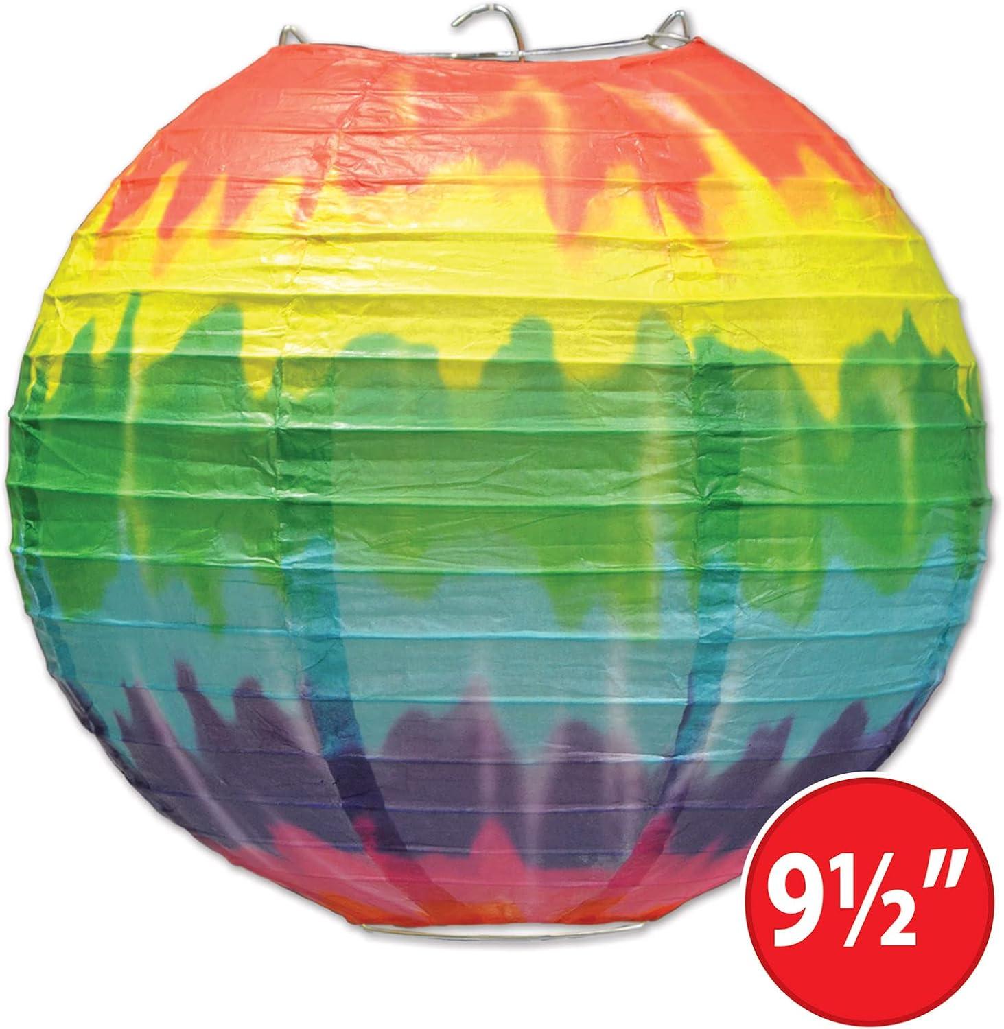 Beistle Tie-Dyed Paper Lanterns, 9.5", (3/Pkg) Multicolored