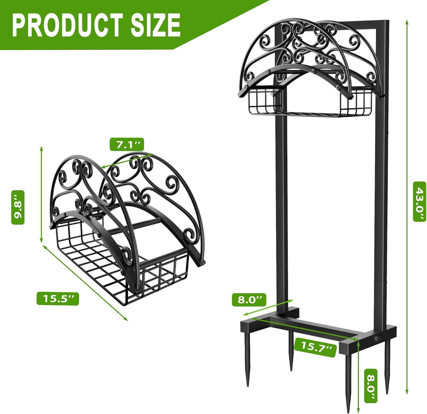 Garden Hose Holder - Upgraded Water Hose Holder Holds 151-feet Hose, Heavy Duty Metal Hose Stand Sturdy Freestanding Hose Hanger, Detachable Garden Hose Storage Rack for Outside Yard Lawn