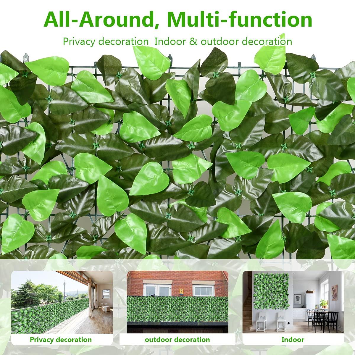 Eden's Decor Artificial Ivy Privacy Fence Screen 120"X40", Artificial Hedges Fence and Faux Ivy Vine Forest-Color/Mint Green Leaves Decoration for Outdoor Decor, Garden, Yard, Porch, Patio