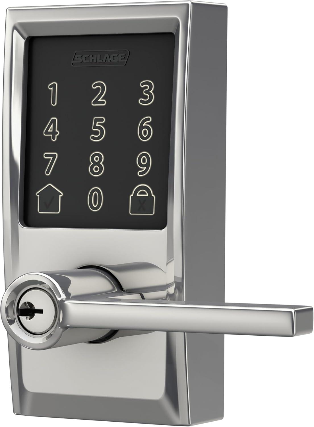 Schlage Fe789wb-Cen-Lat Encode Wifi Enabled Electronic Keypad Latitude Door Lever - Chrome