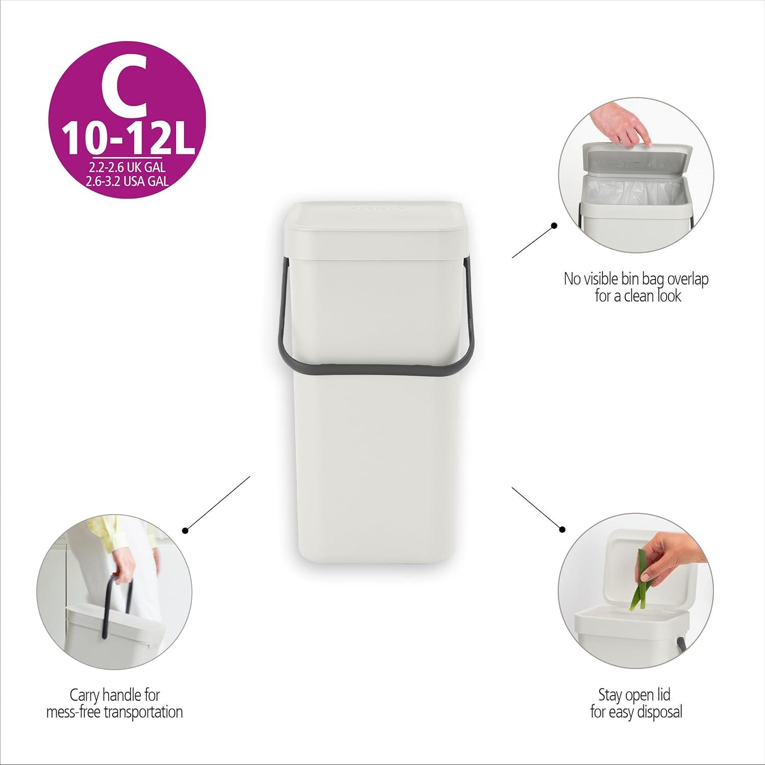 Brabantia Sort & Go Plastic Recycling Bin, 3.2 Gallon