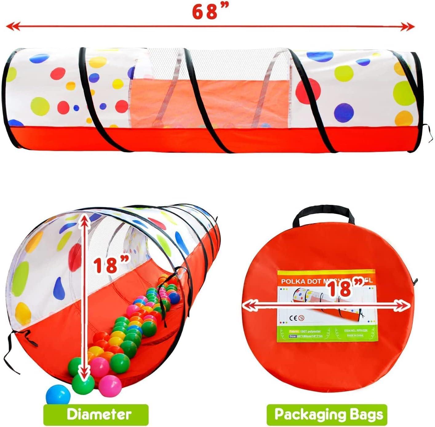 PigPigPen Pop Up Play Tunnel Tent for Toddlers Babies or Dogs, Indoor & Outdoor Toys for Kids Backyard Playset. (Red,Yellow,Blue)