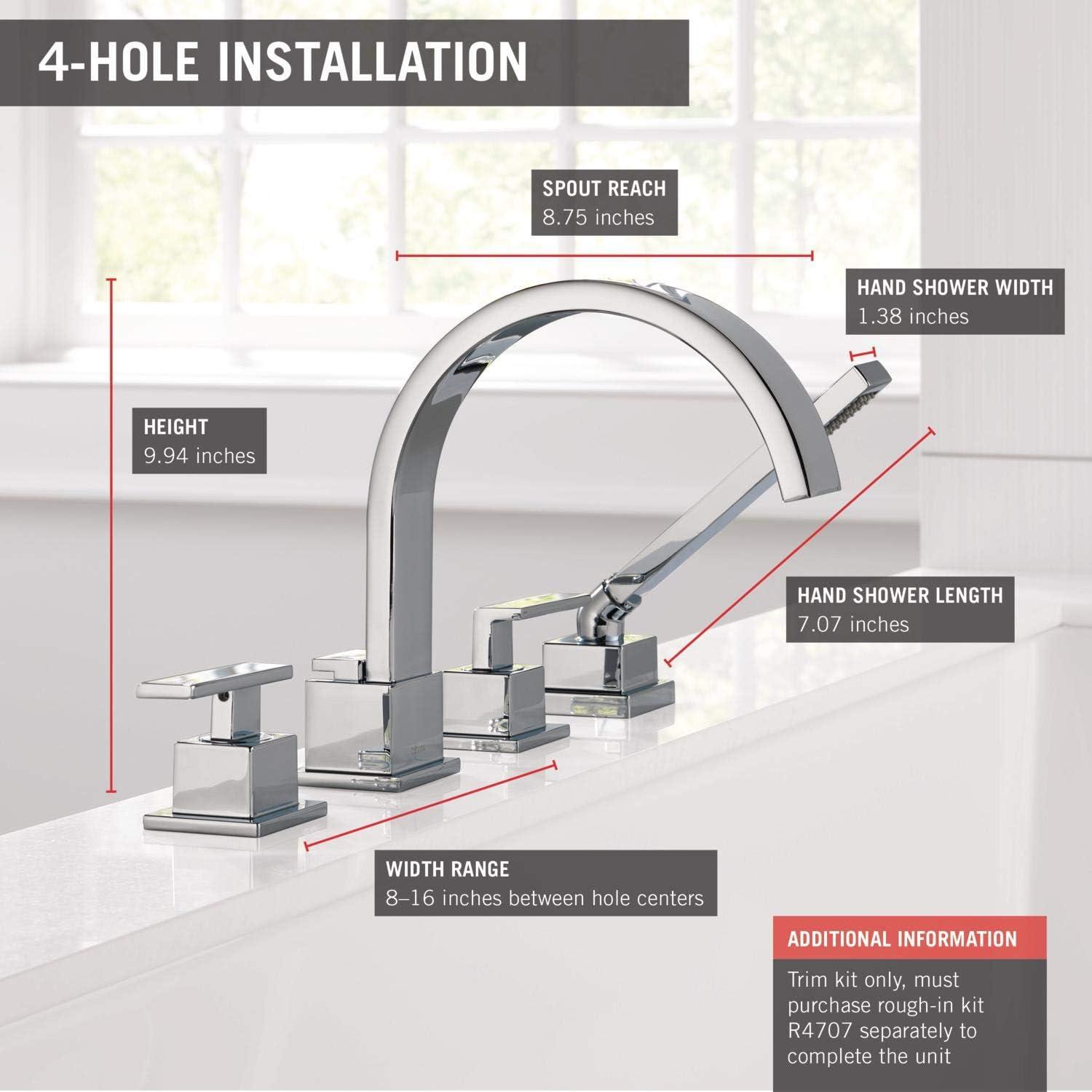 Vero Double Handle Deck Mounted Roman Tub Faucet with Handshower