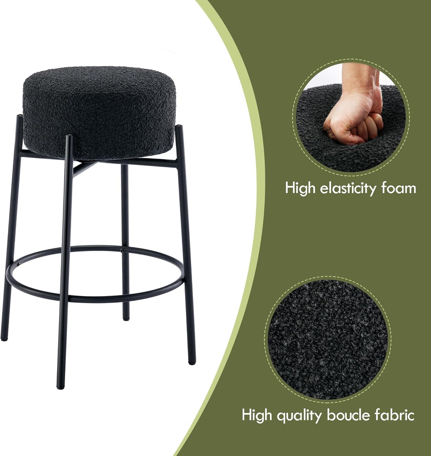 Amy Swivel Backless Boucle Upholstered 26.7"H Counter Stool with Steel Frame (Set of 2/3/4)