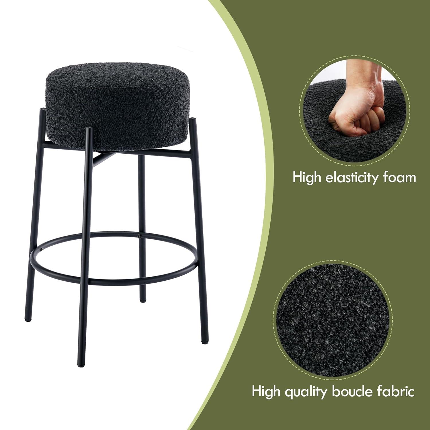 Amy Swivel Backless Boucle Upholstered 26.7"H Counter Stool with Steel Frame (Set of 2/3/4)