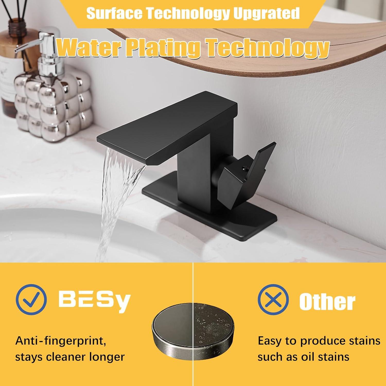 Single-Hole Bathroom Faucet with Drain Assembly, Single-handle Bathroom Sink Faucet