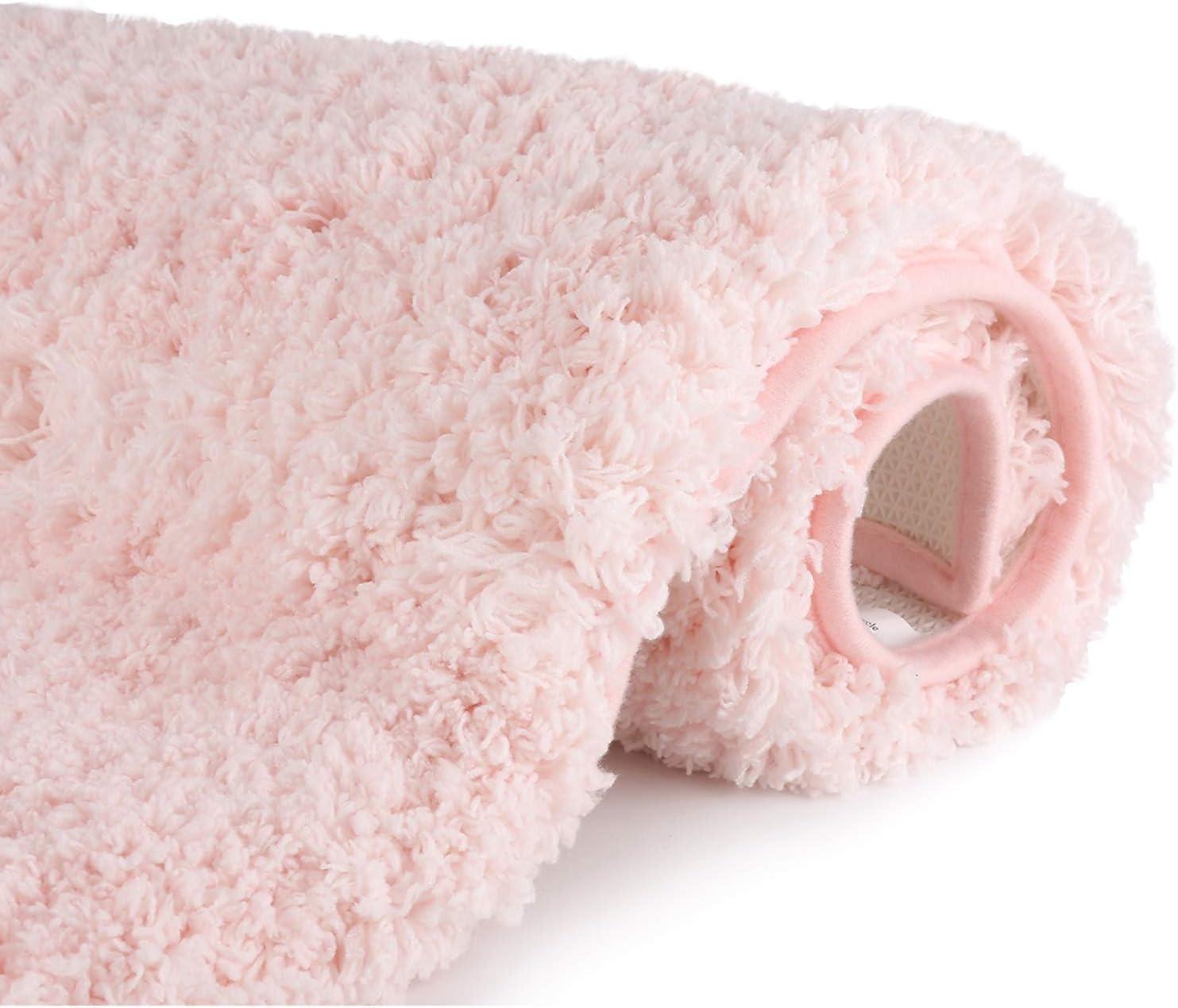Sheepping Bathroom Rugs Microfiber Plush Bath Mat Machine Washable, Non Slip Rubber and Absorbency Bath Rugs for Bathroom Floor, Door and Sink, Rectangular Floor Mat,Light Pink,32"x 20"