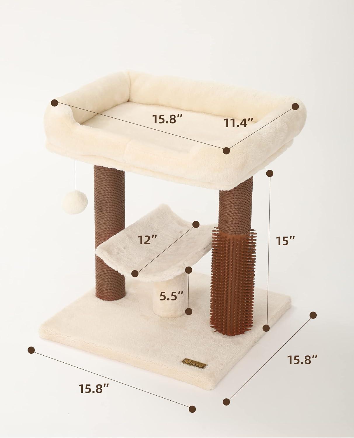 Hoopet cat Tree Tower,cat Scratching Post for Indoor Cats,Featuring with Super Cozy Perch,Cat Self Groomer and Interactive Dangling Ball Great for Kittens and Cats