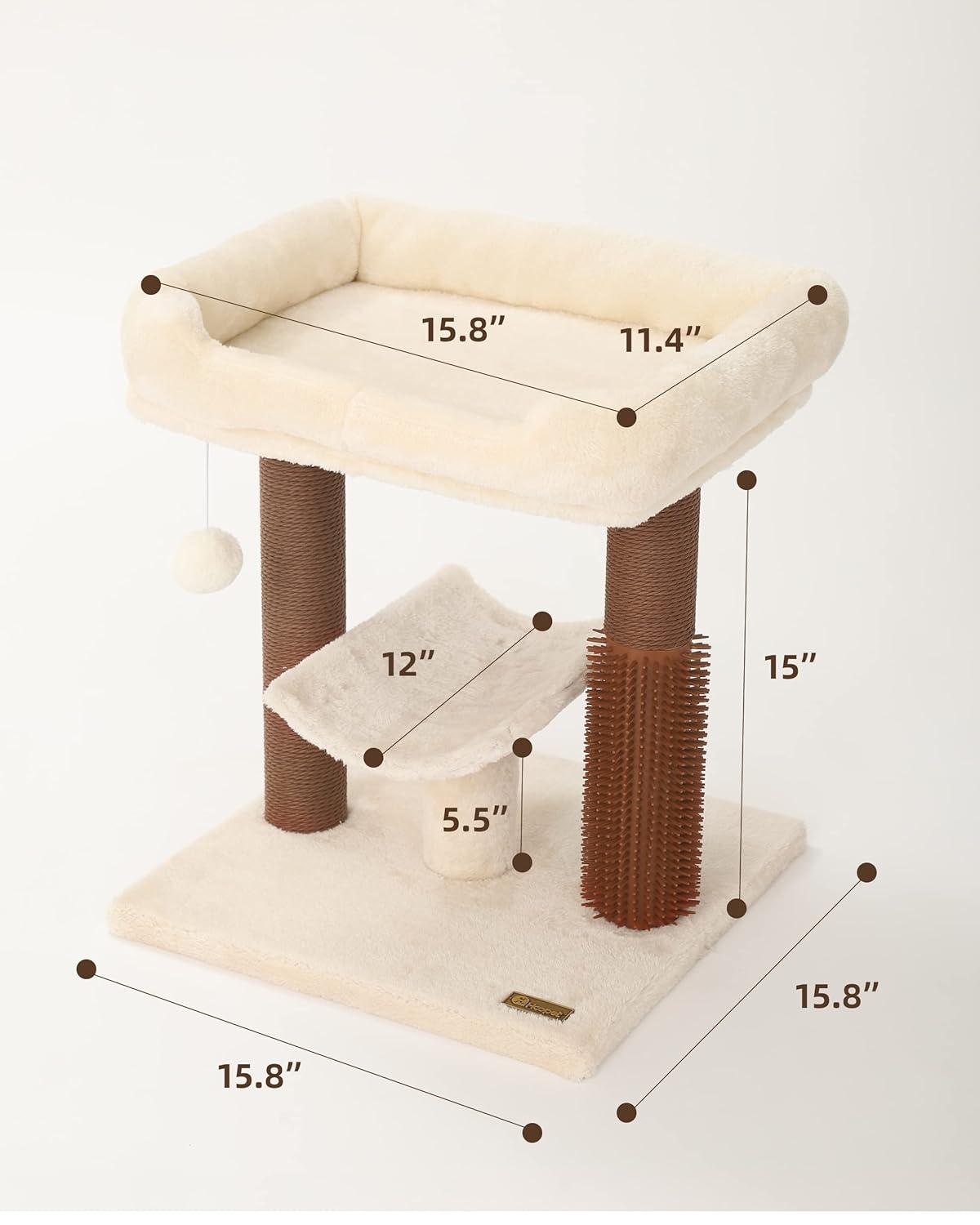 Hoopet cat Tree Tower,cat Scratching Post for Indoor Cats,Featuring with Super Cozy Perch,Cat Self Groomer and Interactive Dangling Ball Great for Kittens and Cats