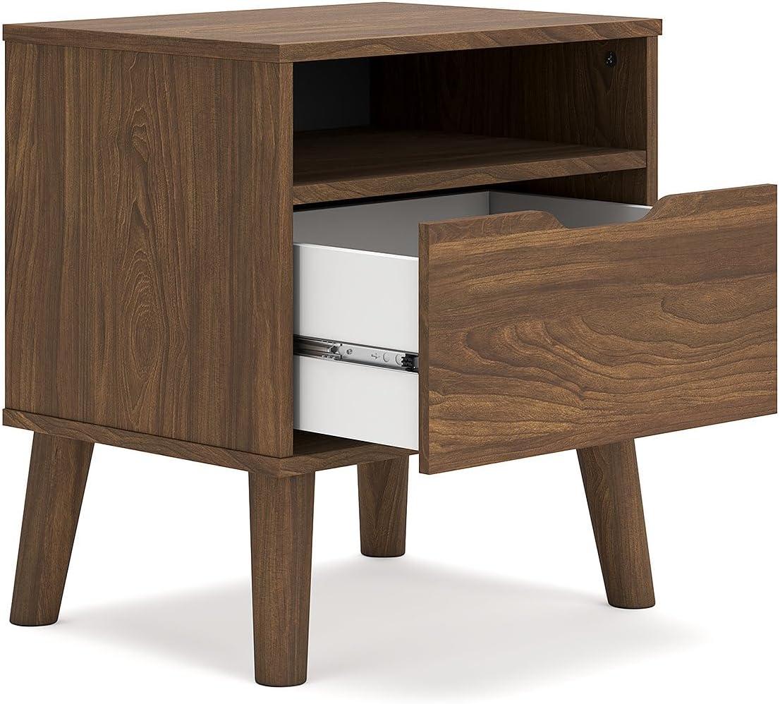 Auburn Brown 1-Drawer Mid-Century Modern Nightstand