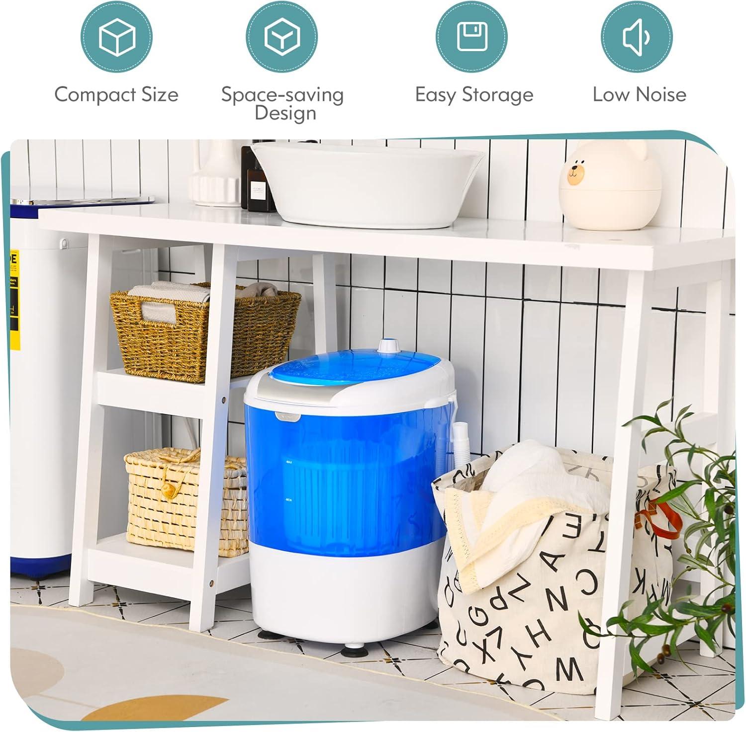 Costway 5.5lbs Portable Mini Compact Washing Machine Electric Laundry Spin Washer Dryer Blue