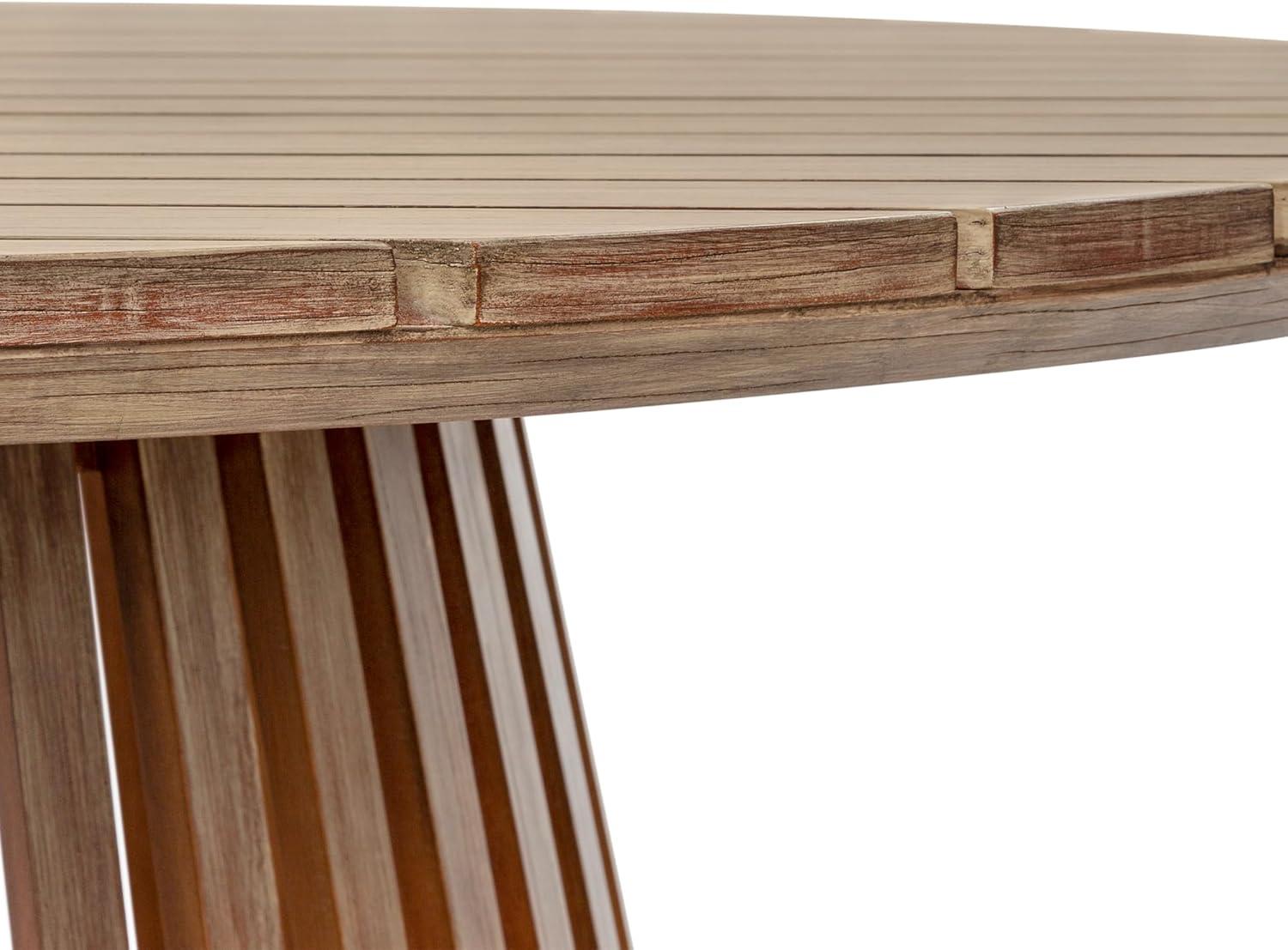 Escondido Outdoor Patio Round Dining Table in Light Eucalyptus Wood