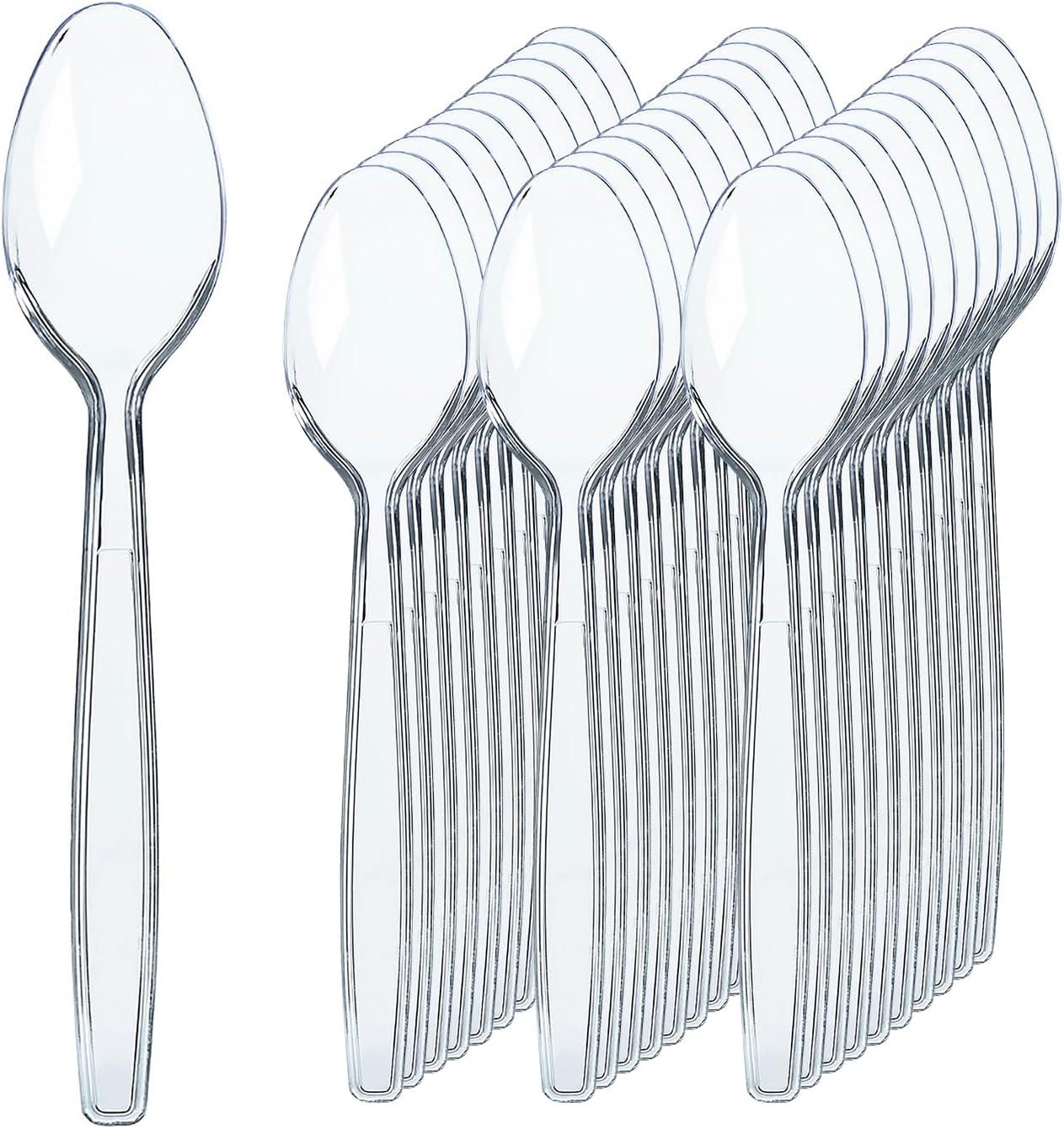 Elegant Clear Heavy-Duty Plastic Disposable Spoons Pack
