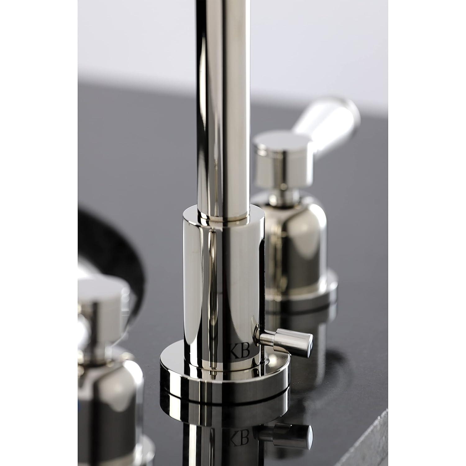 Kingston Brass Paris Two-Handle 3-Hole Deck Mount Widespread Bathroom Faucet with Brass Pop-Up Drain