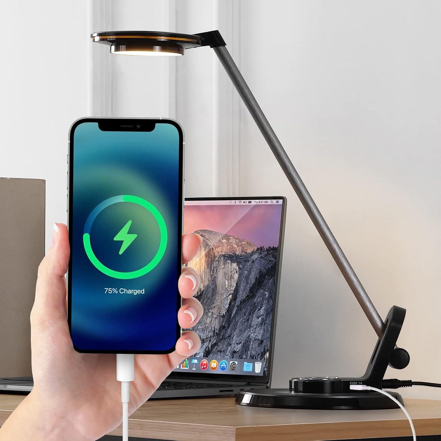JONATHAN Y JYL7701A Dixon 18.5" Aluminum Contemporary Farmhouse Minimalist Adjustable Dimmable USB Charging LED Task Lamp for Bedroom Living Room Office, Black