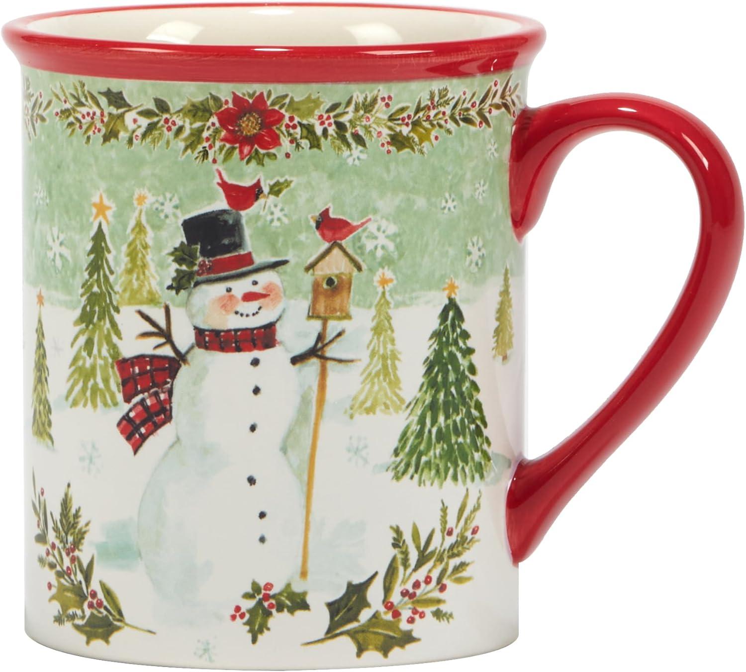 Joy of Christmas Red Ceramic 16 oz Mug Set of 4