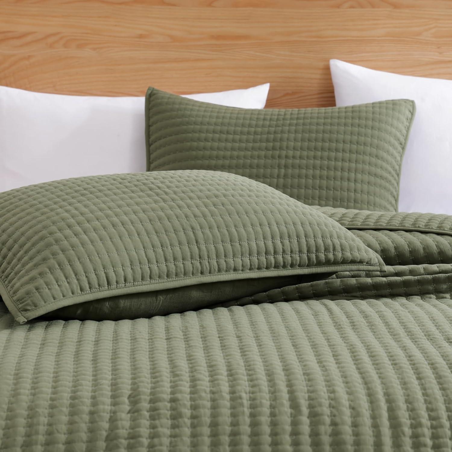 Lightweight Soft Bedspread Coverlet Green - 3 Piece - Queen
