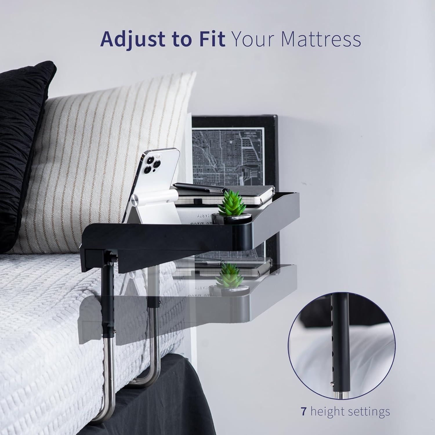 SideKiix Black Bedside Nightstand Shelf for Bunk Beds & Bed Frames, 17" x 11" Tray