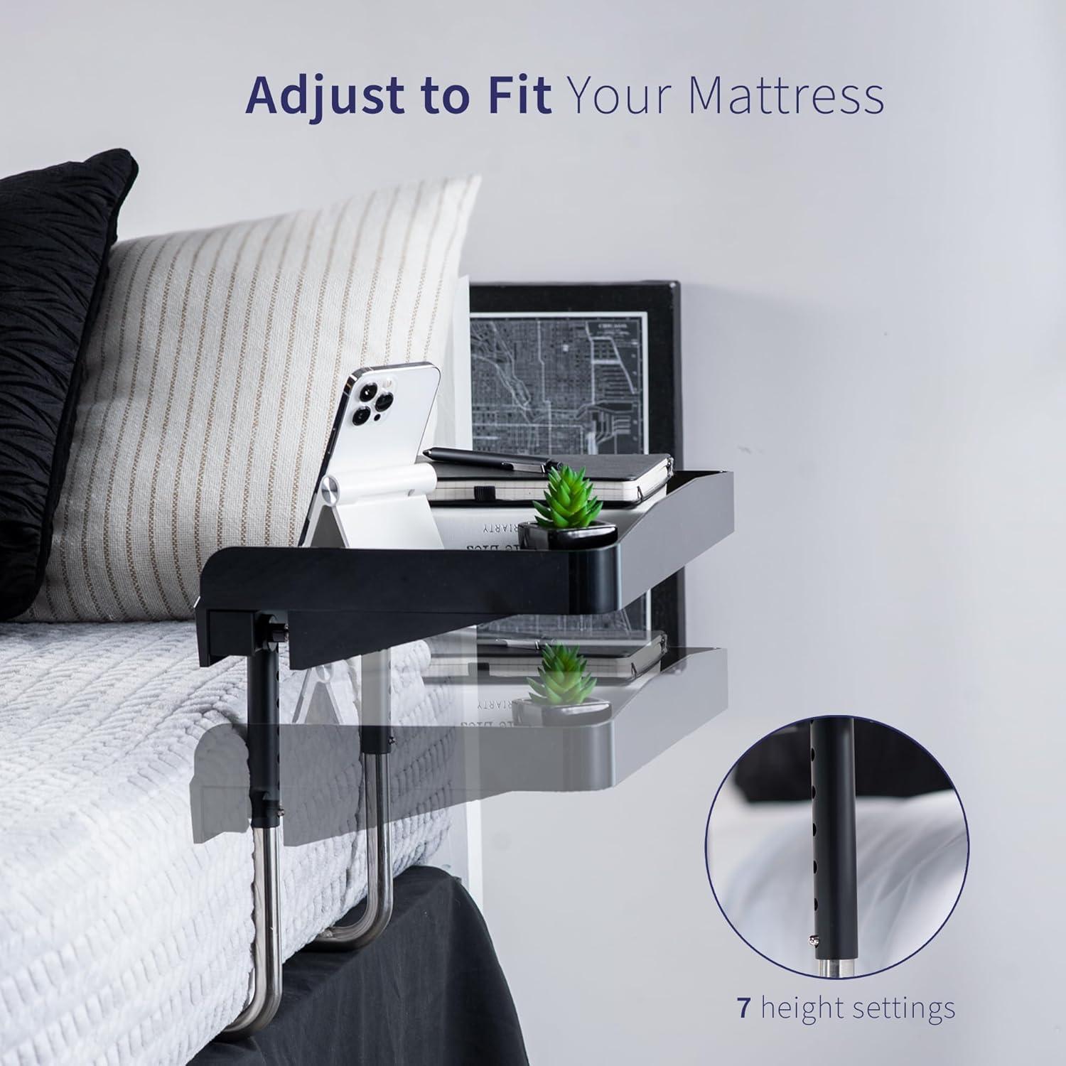 SideKiix Black Bedside Nightstand Shelf for Bunk Beds & Bed Frames, 17" x 11" Tray