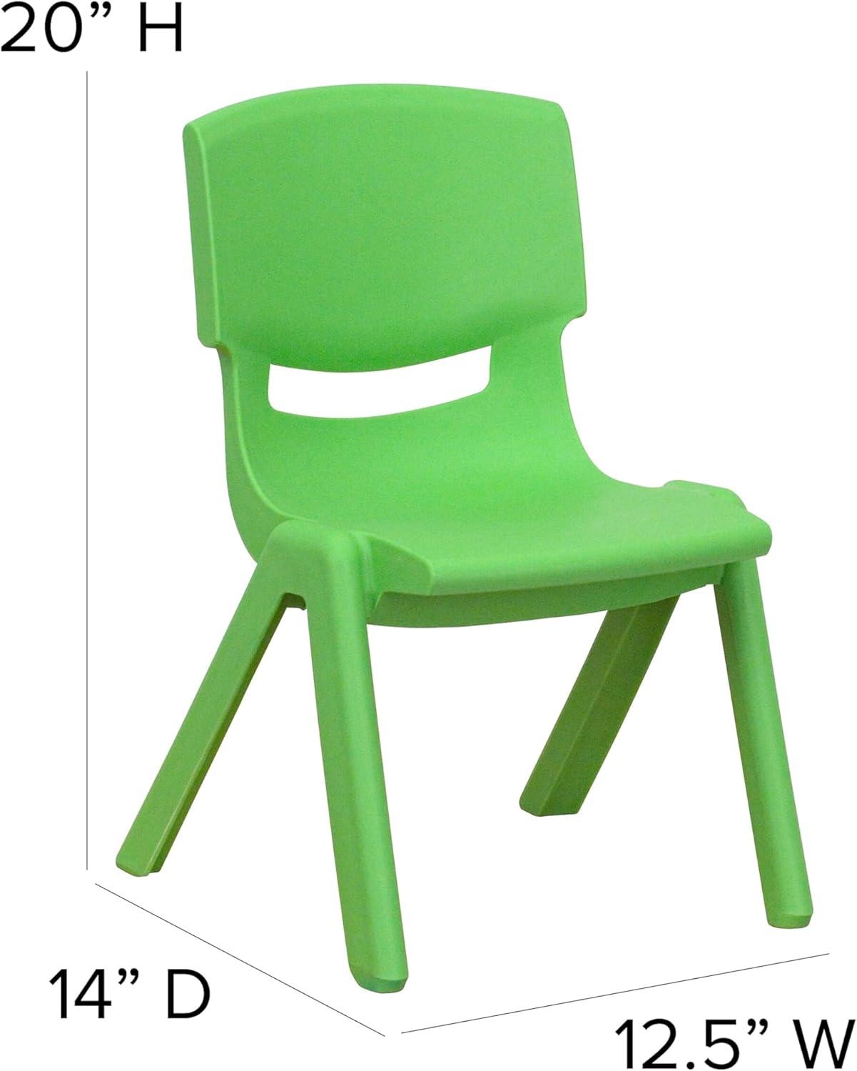 Flash Furniture 2 Pack Green Plastic Stackable School Chair with 10.5'' Seat Height