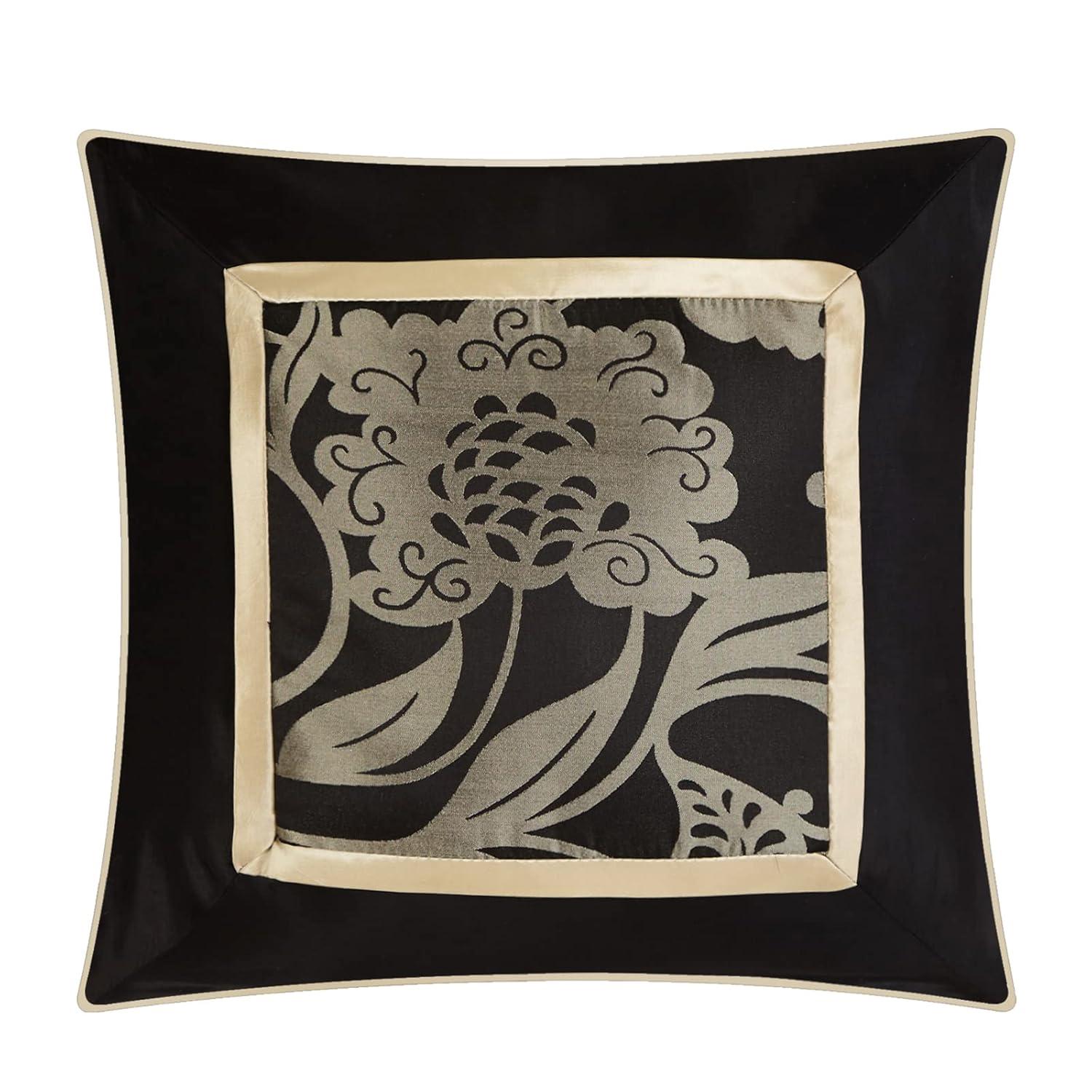 Nanshing America, Inc Fennville Black/Gold/Beige Microfiber 7 Piece Comforter Set