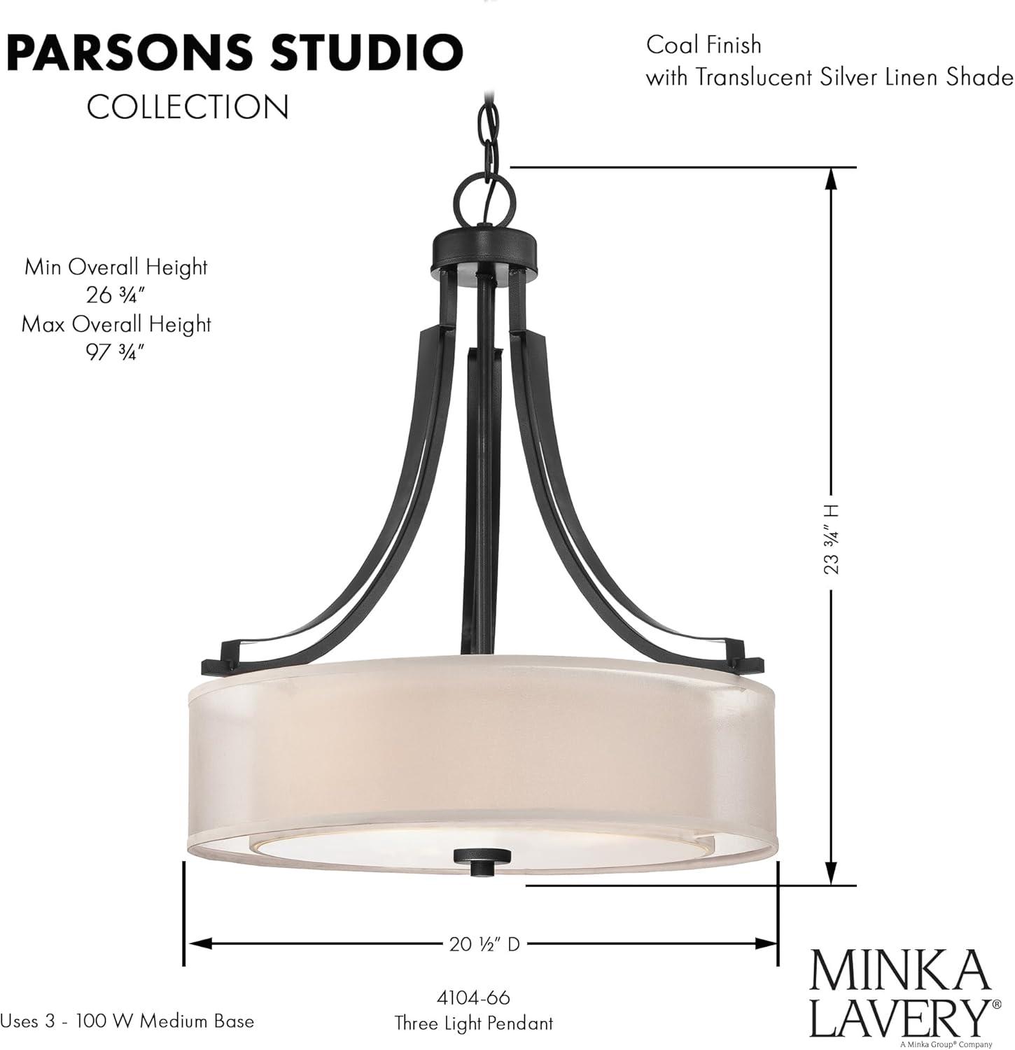 Minka Lavery Minka Parsons Studio 20 1/2" Wide Sand Coal Black Drum Pendant Light