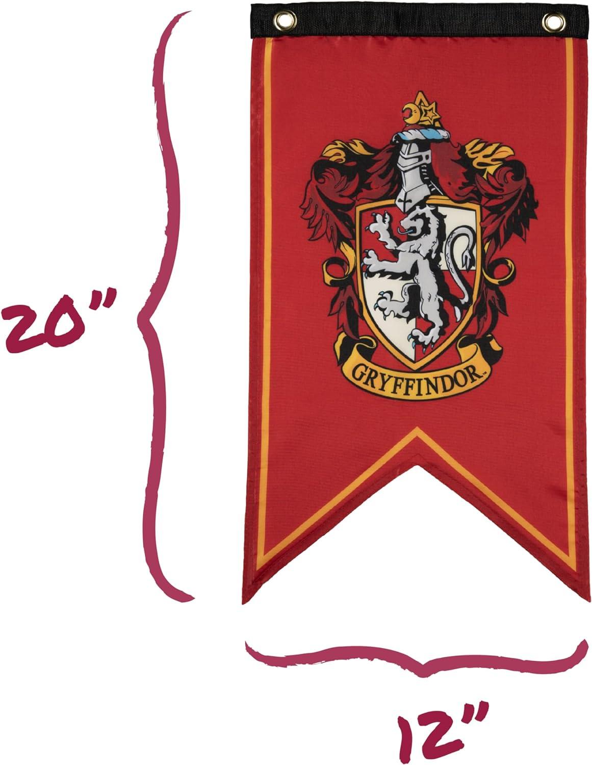 Conquest Journals Harry Potter Wizarding House Banner Flag Set, 12'' x 20'' Polyester Flags, Set of 5 Includes Hogwarts Crest, Gryffindor, Slytherin, Ravenclaw & Hufflepuff Banners, Birthday Party