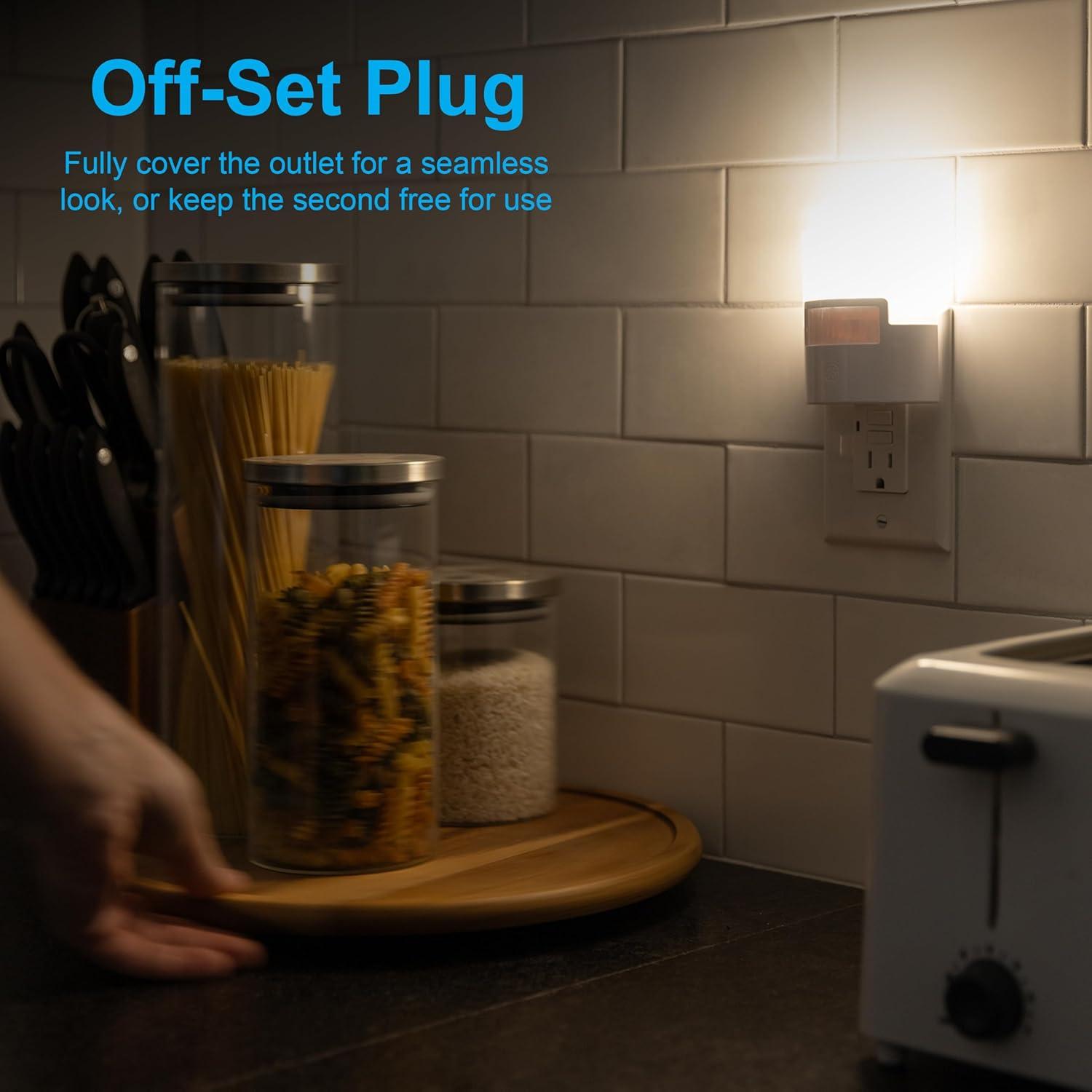 GE Motion Activated Soft White LED Night Lights, 2 Pack, Plug in, 3.63 in, 46632-P1