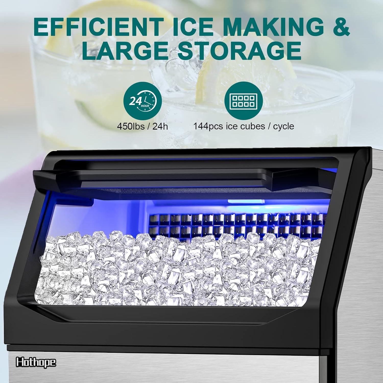 Stainless Steel Commercial Ice Maker with 77lb Storage