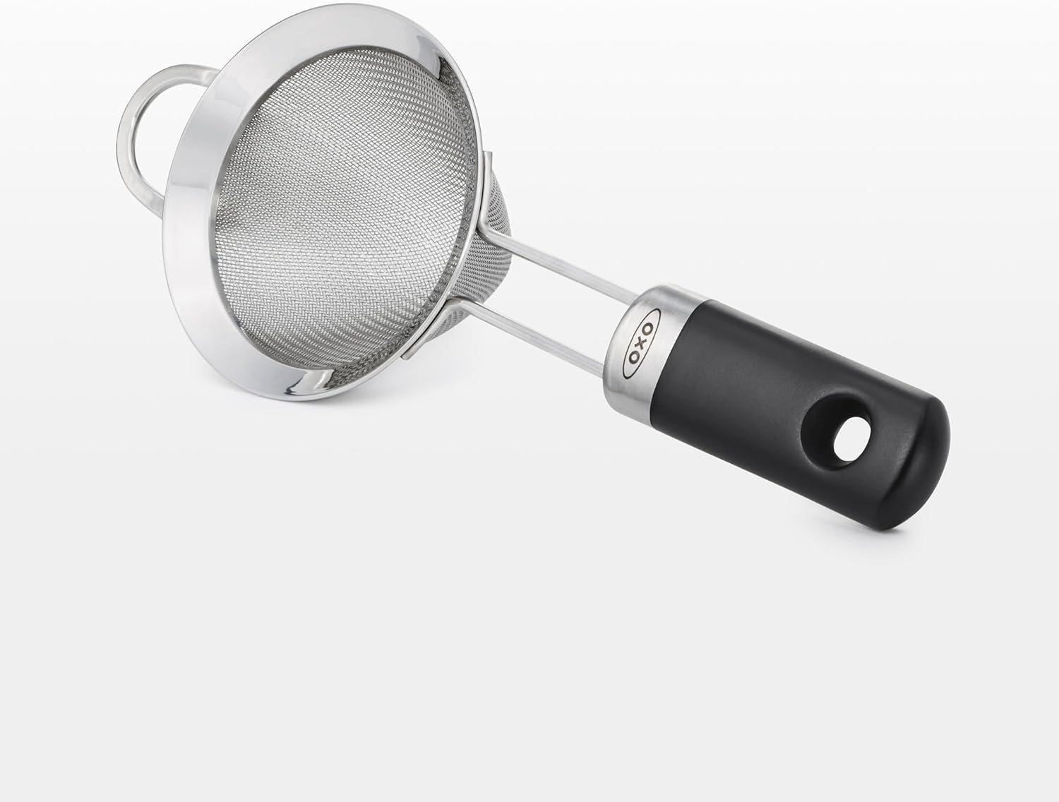 White Stainless Steel Fine Mesh Cocktail Strainer with Soft Handle