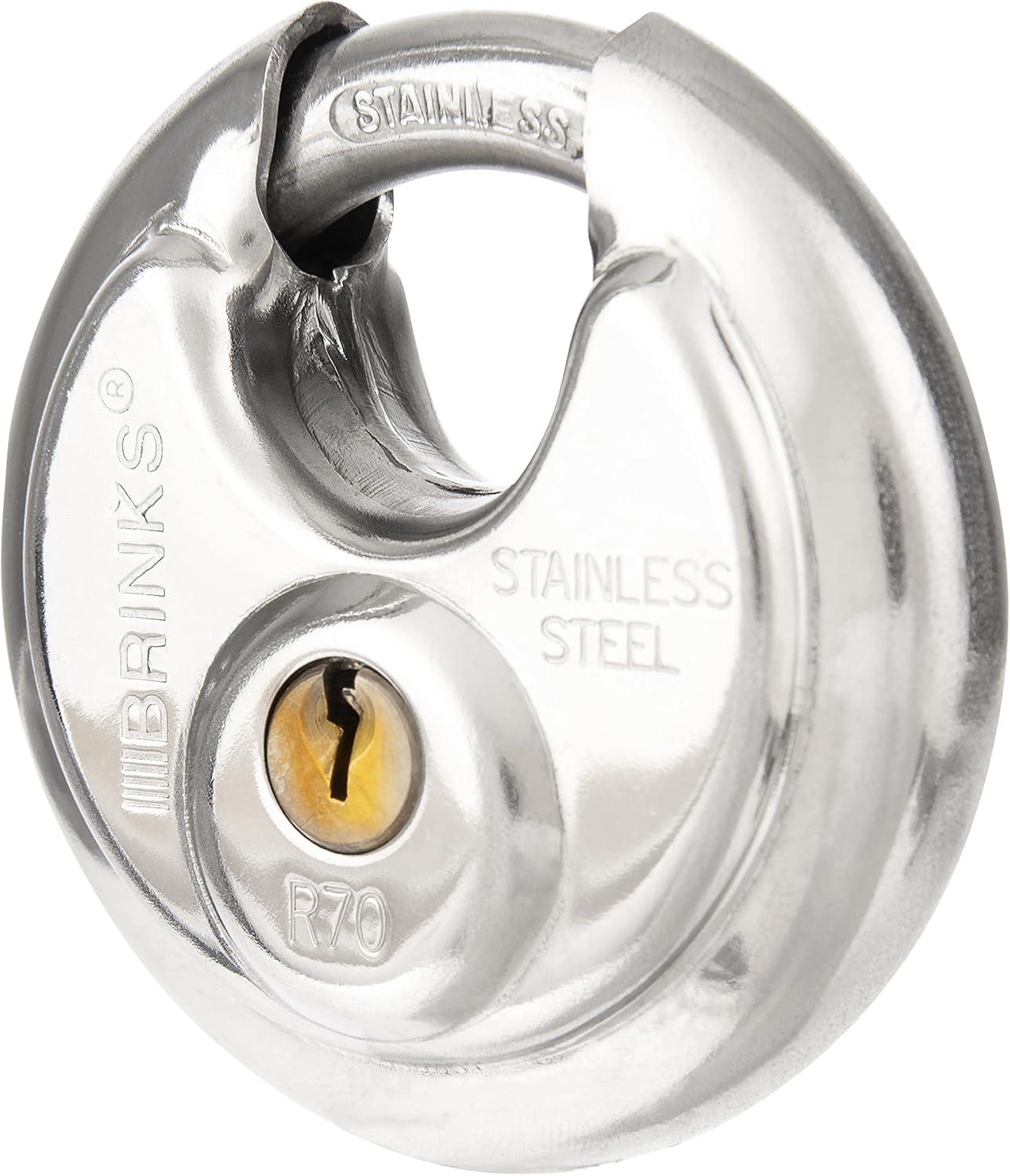 (2 pack) Brinks Commercial Stainless Steel 70mm Keyed Discus Padlock with 5/8in Shackle