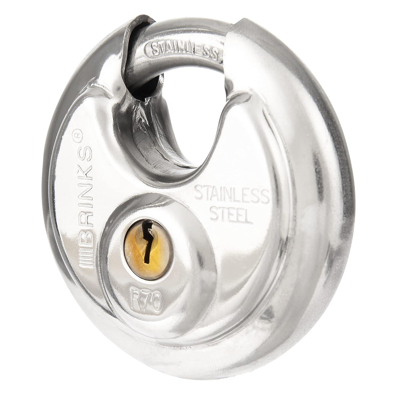 (2 pack) Brinks Commercial Stainless Steel 70mm Keyed Discus Padlock with 5/8in Shackle