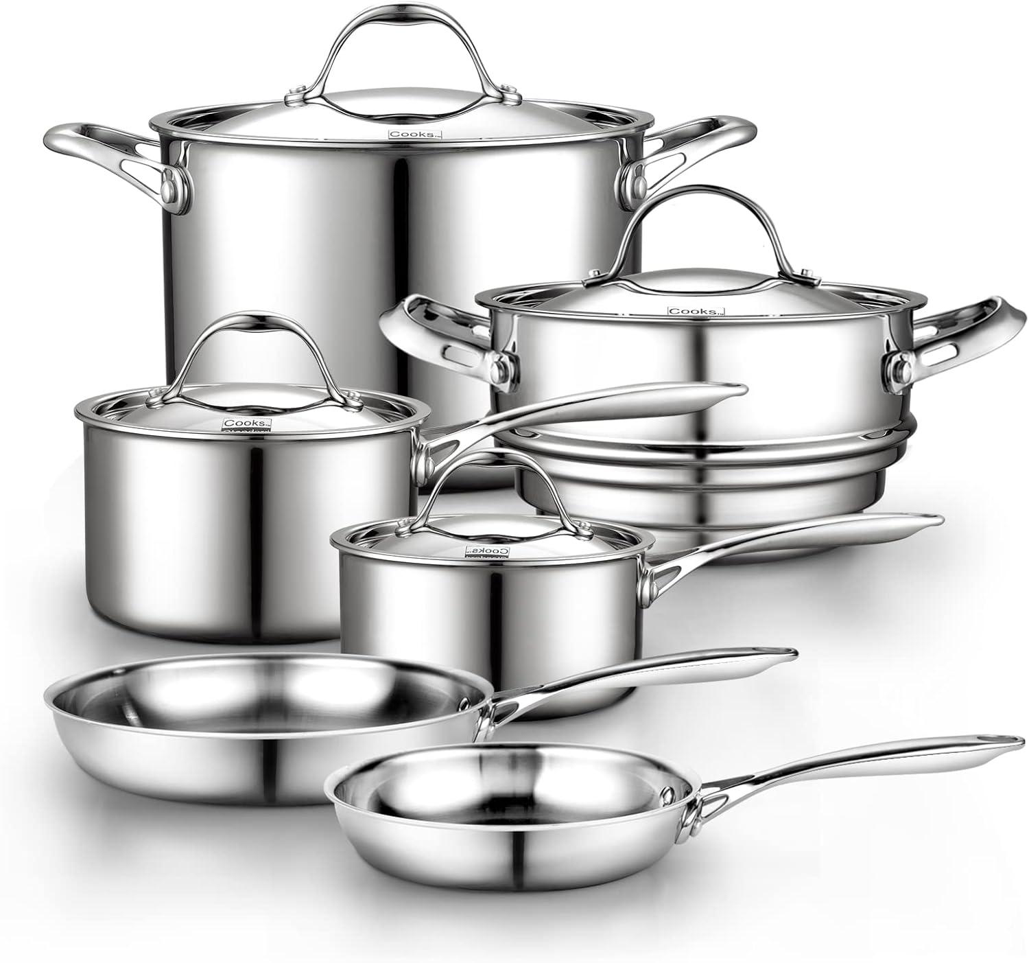 Cooks Standard Multi-Ply Clad Stainless-Steel 10-Piece Cookware Set