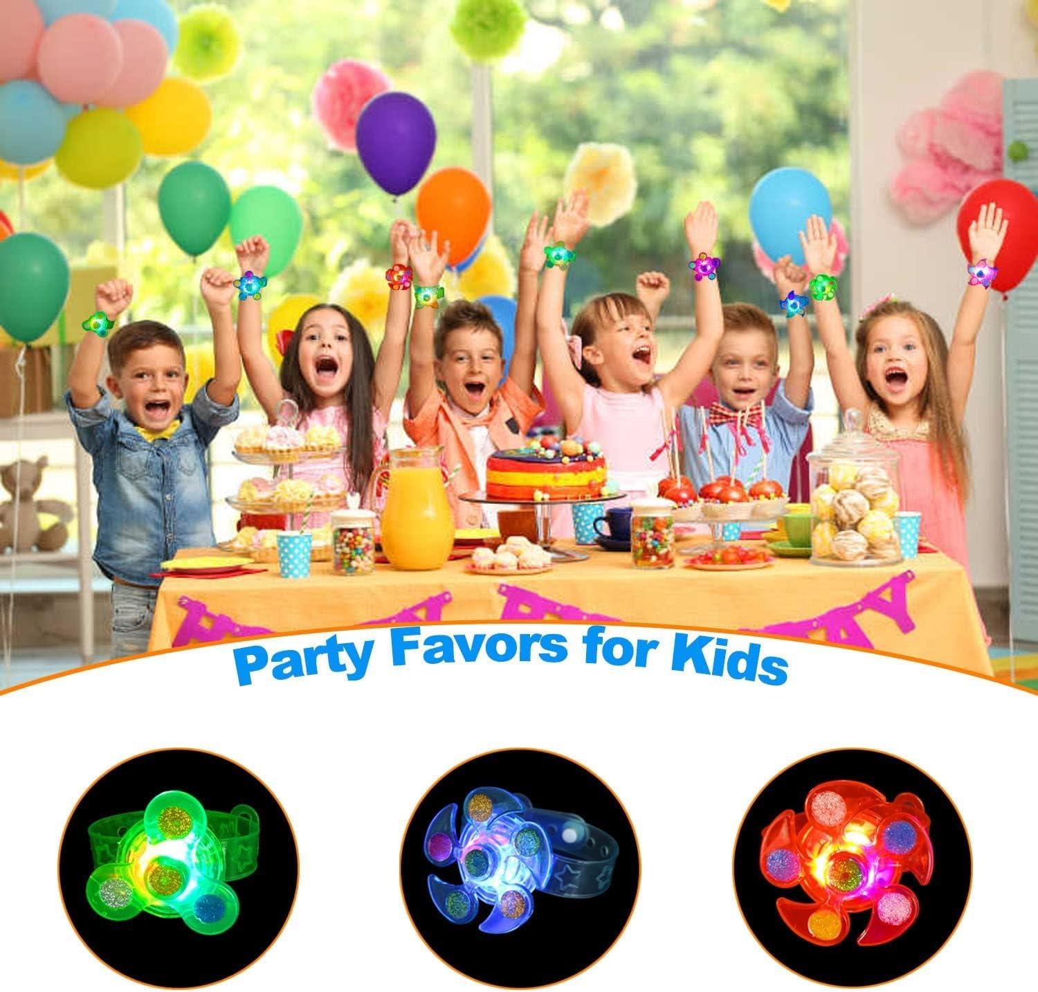 LED Light up Fidget Spinner Bracelets for Kids, 24 Pack Bulk Party Favors, Glow in The Dark, Birthday Gifts, Classroom Toys