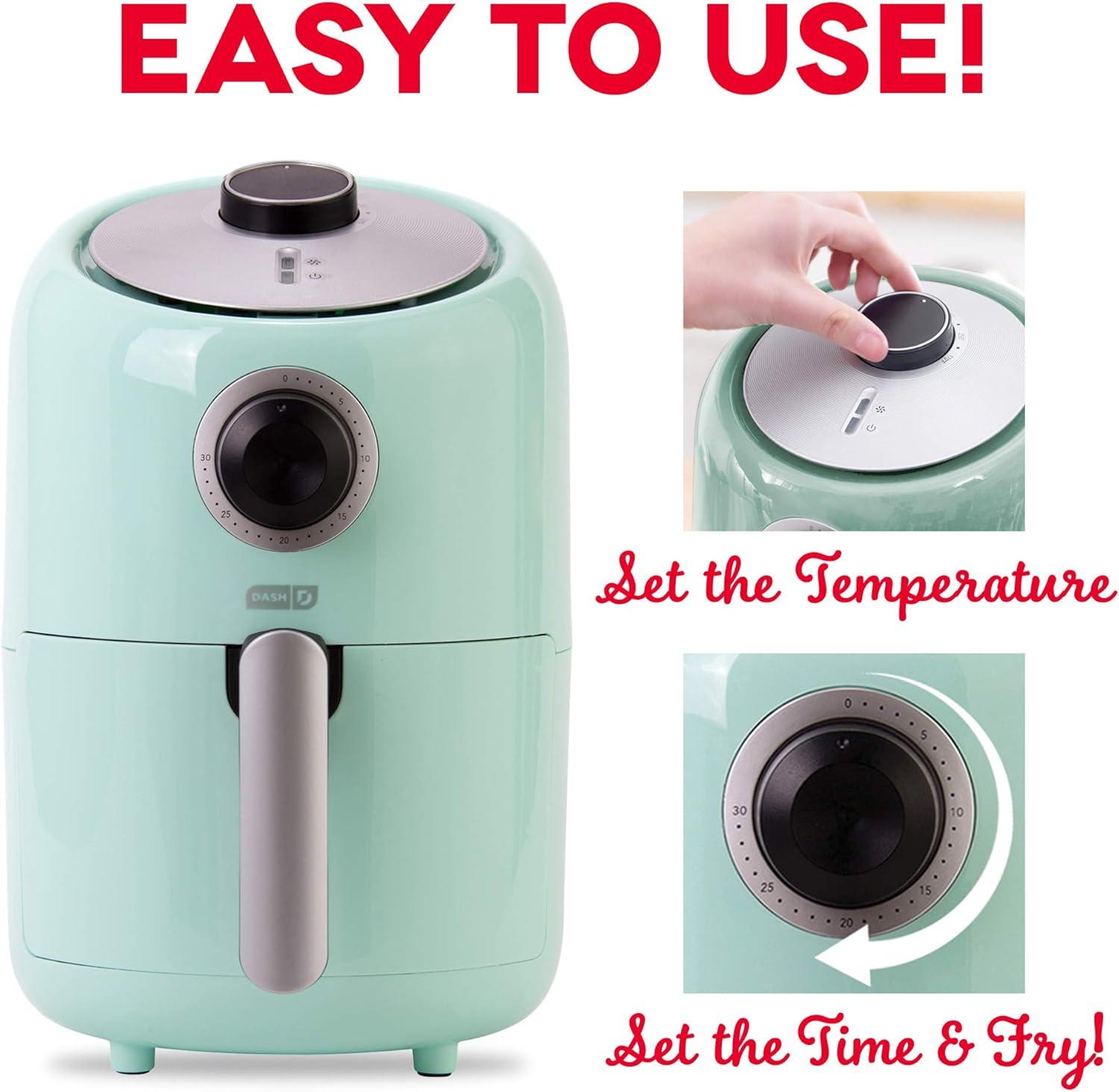 Compact Aqua Electric Hot Air Fryer with Timer Control