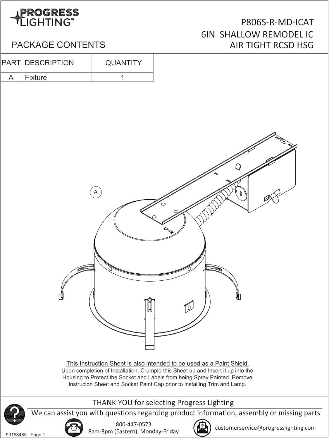 6" Steel Recessed Shallow Remodel Housing For 6" Trim