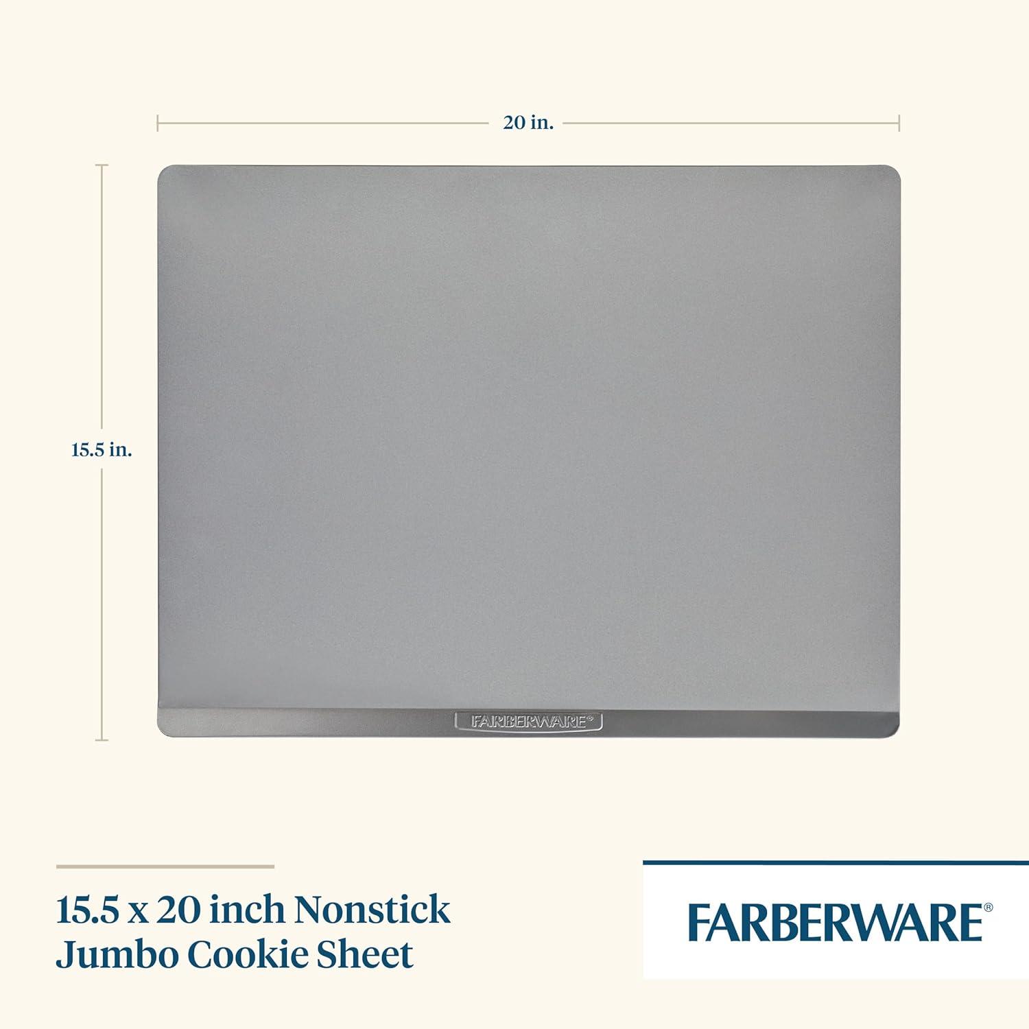 Farberware Insulated Nonstick 15.5"x20" Jumbo Cookie Sheet: Aluminized Steel, Stay-Cool Handle, Even-Heating, Hand Wash