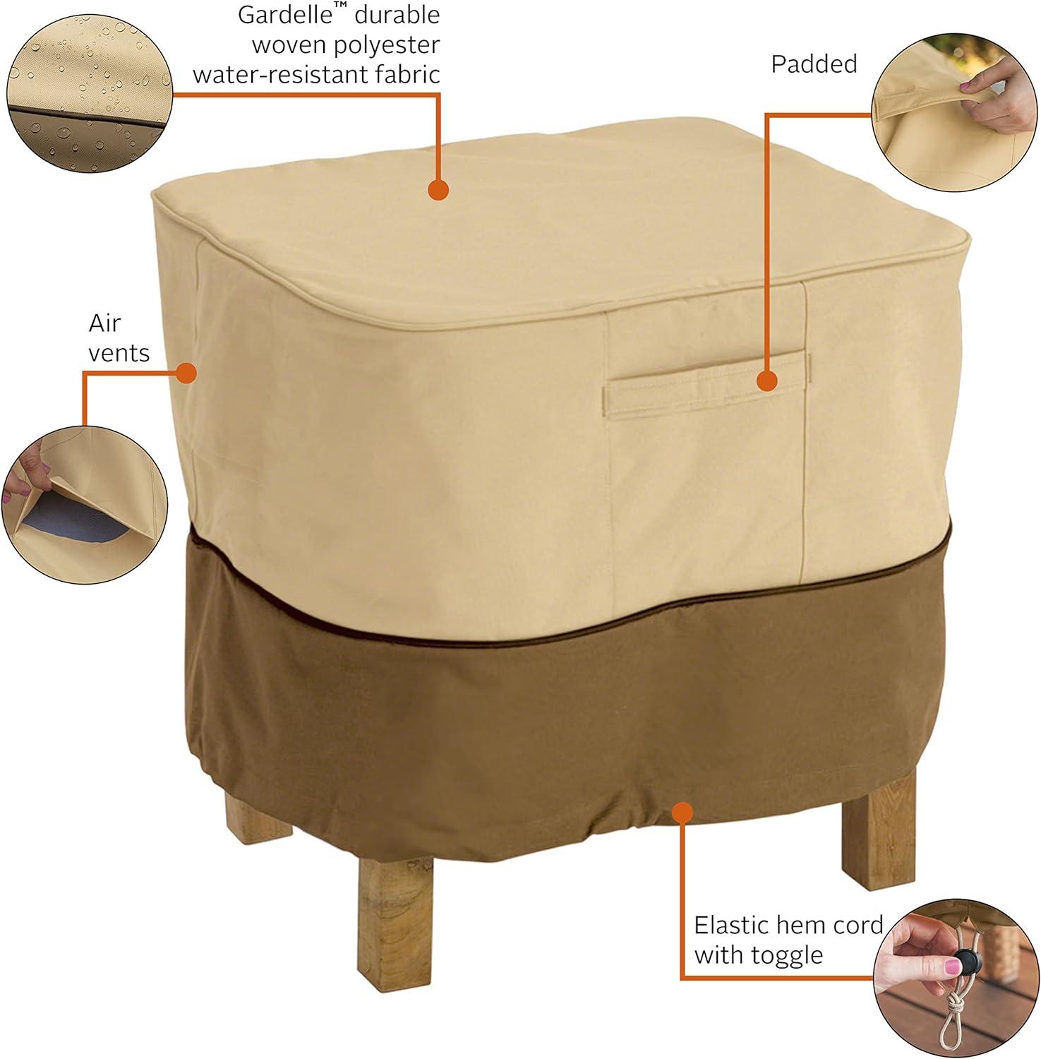 Classic Accessories Veranda™ Square Patio Ottoman/Side Table Cover - Durable and Water Resistant Outdoor Furniture Cover, Small (70972)