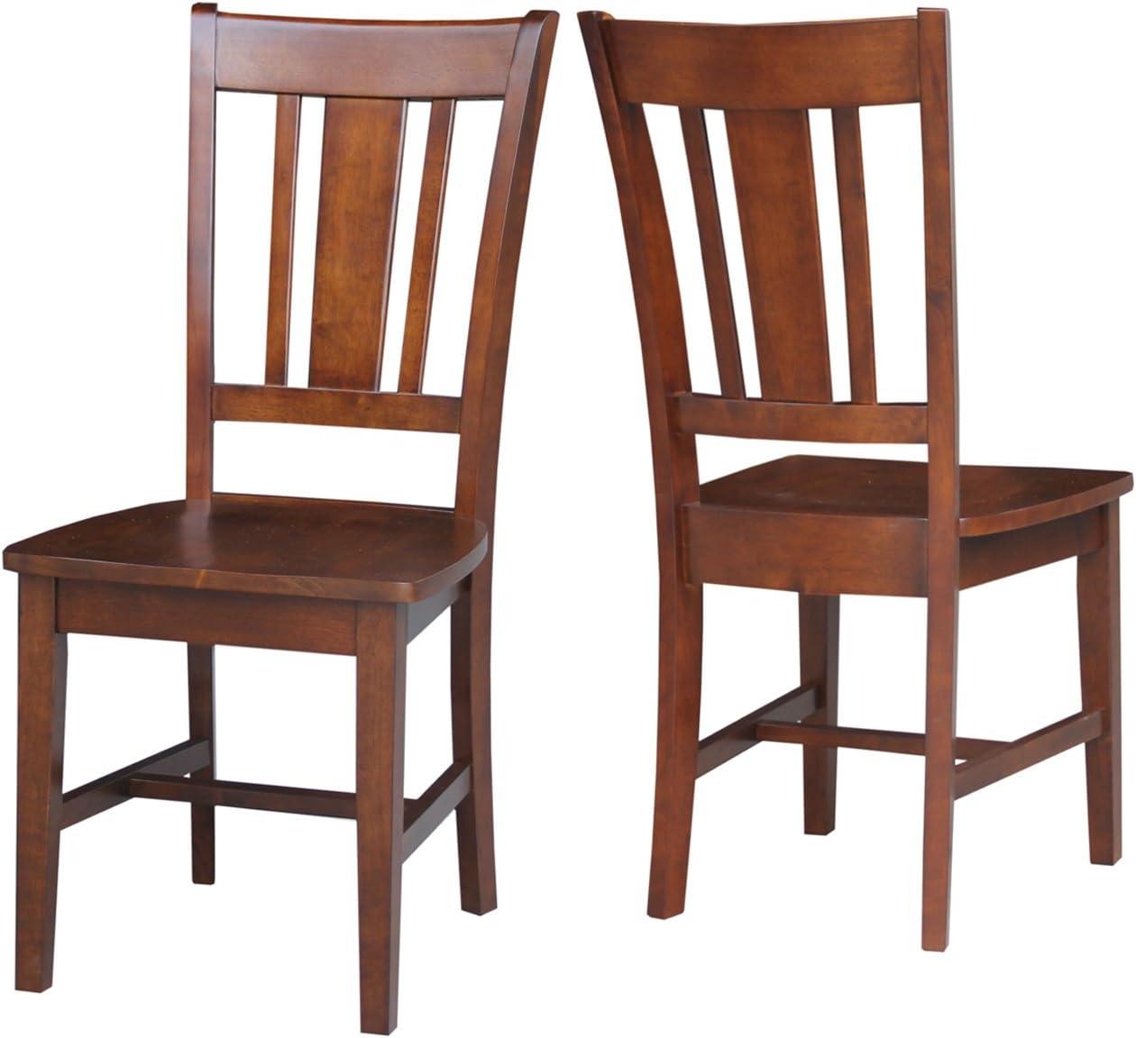 Espresso High Slat Back Wood Side Chair