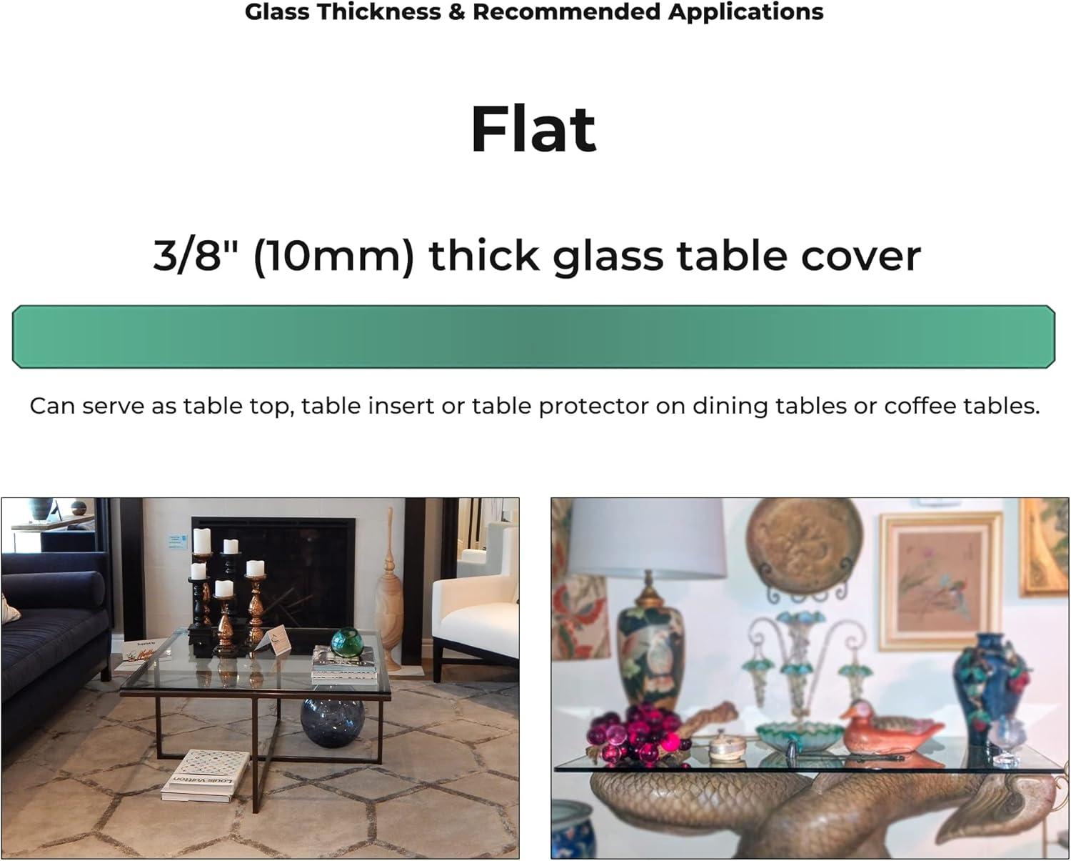 14 Inch Square Glass Table Top 3/8 Inch Thick Clear Tempered Glass With Flat Edge Polished