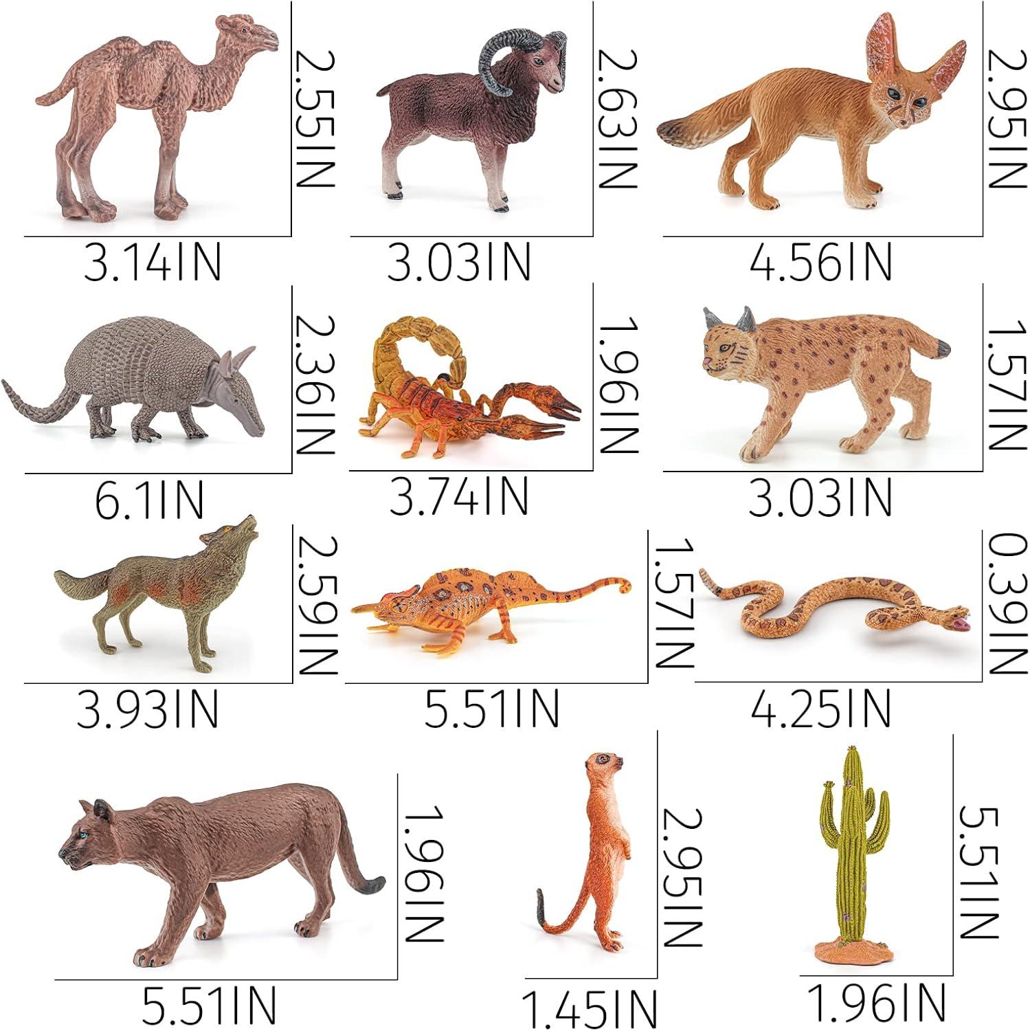 3PCS Desert Fox Figure Wolf Figurine Set Forest Woodland Animal Figurines Toys Set Plastic Animals Figure Gift for Kids Birthday 3 4 5 6 Year Old