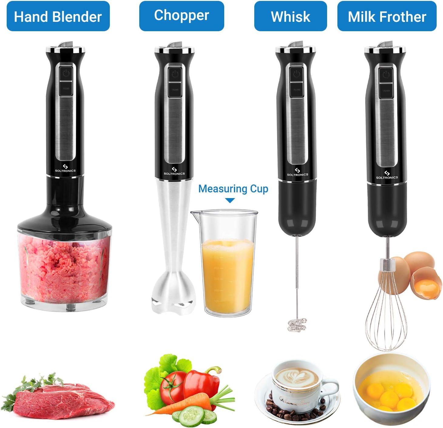 8-Speed Black and Stainless Steel Immersion Hand Blender Set