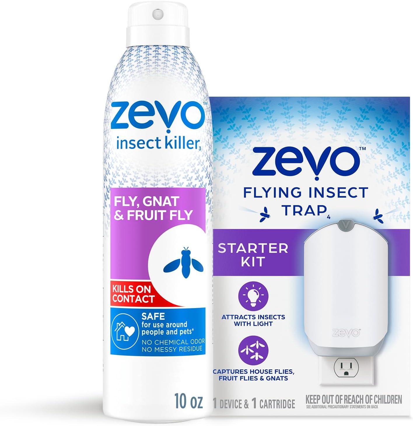 Zevo Flying Insect Trap, Fly Trap Captures Houseflies, Fruit Flies, and Gnats 1 Plug-in Base + 1 Cartridge