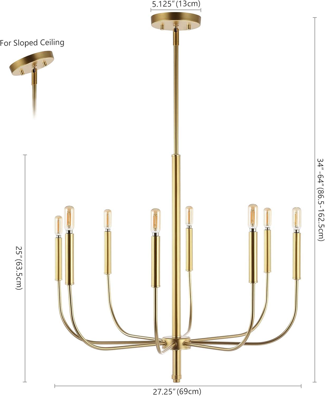 Amoros 27.25" 8-Light Modern Mid-Century Iron LED Chandelier, Gold Painting