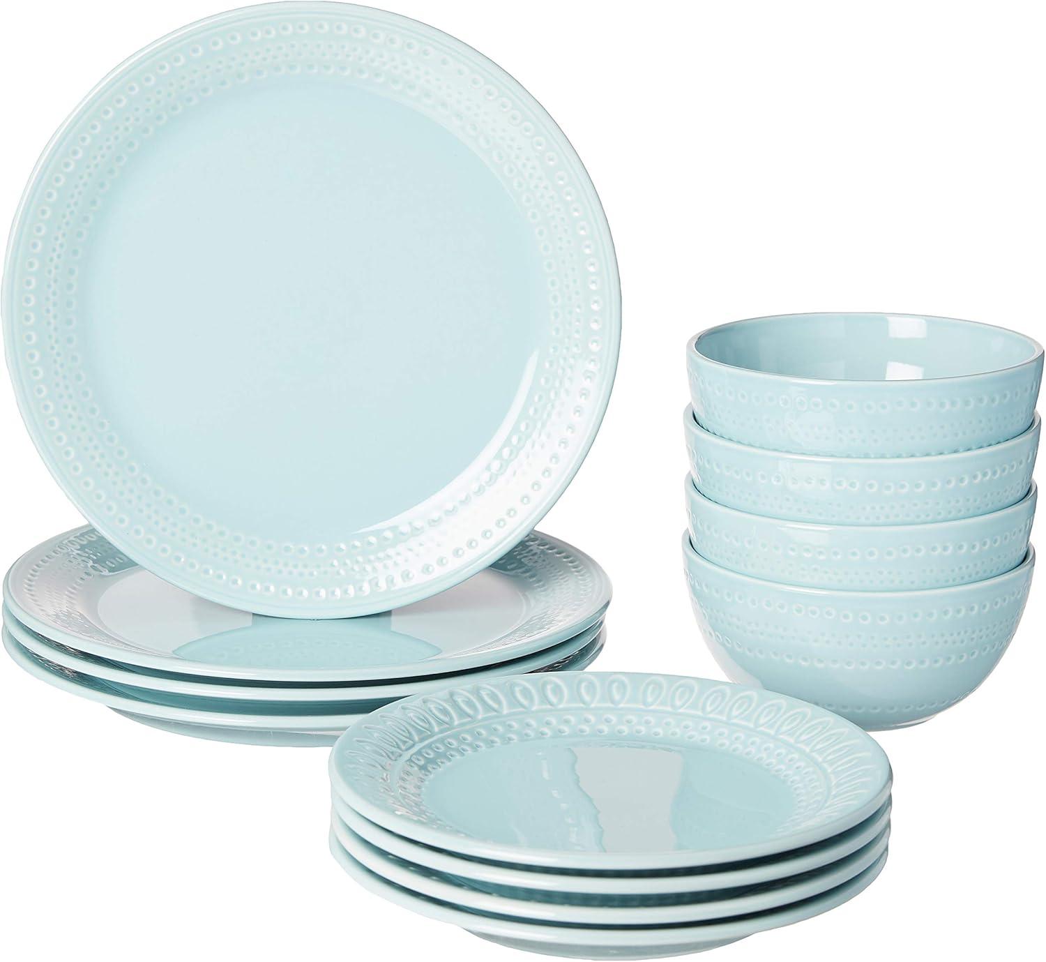 Willow Drive 12-Piece Navy Ceramic Dinnerware Set